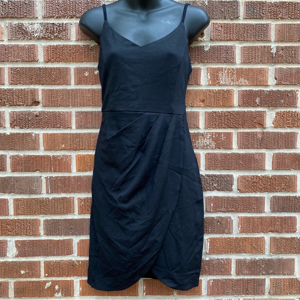 Zalalus NWT Black Tank adjustable straps Dress with faux Wrap Skirt Size S